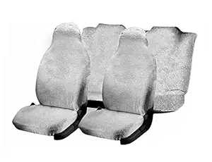 Vocado Car T2 Fixed Front Headrest White Premium Towel Seat Covers for Hyundai i10 Type 2 (2012-2015)