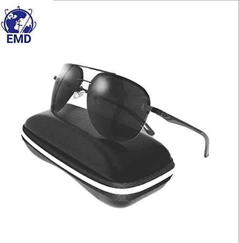 Unisex Ultra-Lightweight Aluminium-Magnesium Alloy Aviator-Style Sunglasses with UV 400 Mirrored Polarised Lenses and Flex Hinges, Recommended for Driving, Flying, Motorcycles, Fishing and Sports, black