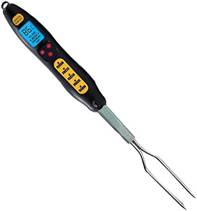 Digital Meat Thermometer with Long Fork, DIWENHOUSE Instant Read Cooking Thermometer with LED Screen and Ready Alarm, Perfect Tool for Kitchen Outdoor BBQ and Grilling (With Blacklight)