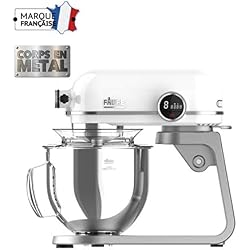 Faure FKM-802MP1 Robot Pâtissier Magic Baker Premiuim - 800W transmission directe -Mouvement Planétaire - Bol Inox 5,2L - Coloris Blanc