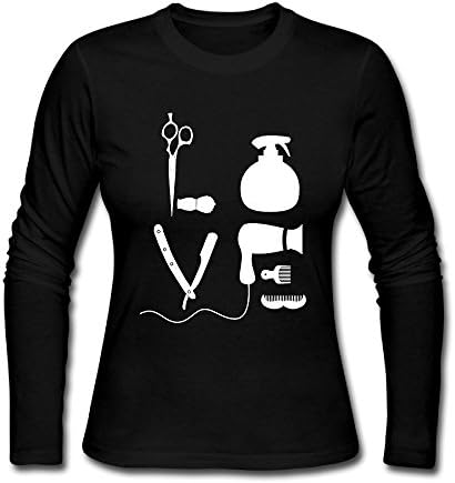 HappySL Barber Salon Hairdresser Love Women's Soft Long Sleeve Round Neck Pullover Sweatshirt Pullover Shirt Tops
