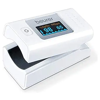 Beurer PO 35 Pulse Oximeter, Measurement of Oxygen Saturation (SPO?) and Heart Rate (Pulse), Pain Free Application, Easy to Read Colour Display, Heart Rate Display