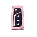 Produktbild [m. jvisun] Car Keyless Entry Key Cover Fall FOB Haut für Toyota Levin CAMRY Highlander Corolla RAV4 Fortuner Klappschlüssel, Flugzeug Aluminium Schutzhülle Echt Leder mit Schlüssel Kette, rose gold
