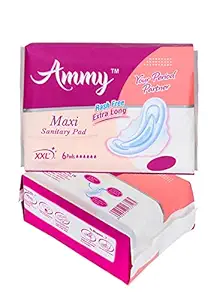 AMMY Advanced Dry Maxi All Night Cottony Soft Ultra Thin Womens/Girls Sanitary Pads with Wings (Napkins) - XXL Wings (12 Pieces)(Pack Of 2)