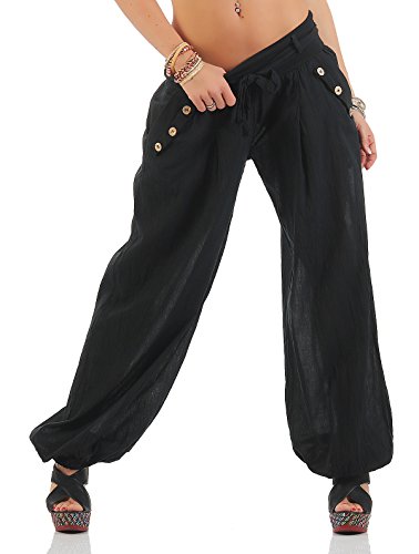 Moda Italy Pantalones harén pantalones bombachos harén con colores sólidos cinturón Aladdin Yoga verano una talla