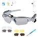 Produktbild SUAVER Drahtlose Bluetooth-Sonnenbrille Musik-freihändiger Kopfhörer-Kopfhörer für intelligentes Telefon PC Tablet iPhone7/7 Plus Samsung HTC Bluetooth-Geräte + Free Austauschbare 3 Paar Linse (Silber)