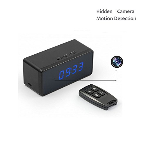 Preisvergleich Produktbild Oumeiou Bewegungserkennung Full HD Spion Kamera Digital Tischuhr, Videoaufzeichnung, 6 IR Nachtsicht, 3 Alarme, Fernbedienung, Haus Kinder Büro Sicherheit Audioüberwachung