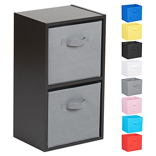 Hartleys2 Tier Black Cube Unit - Grey Storage Boxes