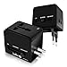Produktbild kalibri Universal Reiseadapter 150 Länder - universeller Reisestecker Adapter international - 2 integrierte USB Ports - Oberfläche gummiert
