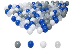 KOENIG-TOM 100 Bälle 6cm BLAU-Mix ( Tüv geprüft und zertifiziert 2019 ) Bällchenbad, Bällebad Bälle, Baby Bälle, Plastebälle