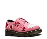  Dr. Martens Ladies 1461 Hearts Geranium PINK White Softy T Leather 3 Eyelet Shoes-UK 8 (EU 42)