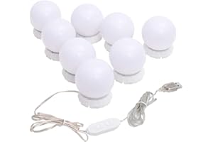vidaXL Vanity LED Mirror Lights Kit with Adjustable Brightness and Color, 8 Bulbs, for Perfect Makeup Application and Best DIY Effect, USB Powered; Easy Installation and Compact Size