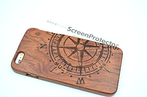 RoseFlower   iPhone 6 Plus 5 5       Funda de Madera - Br  jula de palo de rosa - Natural Hecha a mano de Bamb     Madera Carcasa Case Cover con GRATIS Protector de Pantalla para tu Smartphone