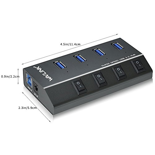 Wavlink Aluminum 4-Port USB 3.0 Hub mit Unabhängige Schalter und Schnellladung für Apple MacBook, MacBook Air, MacBook Pro, Mac Mini, iMac, MacPro, Windows Laptops und Ultrabooks, sowie PCs und weiteren USB 3.0 kompatiblen Geräten (80cm Verlängerungskabel) - 2