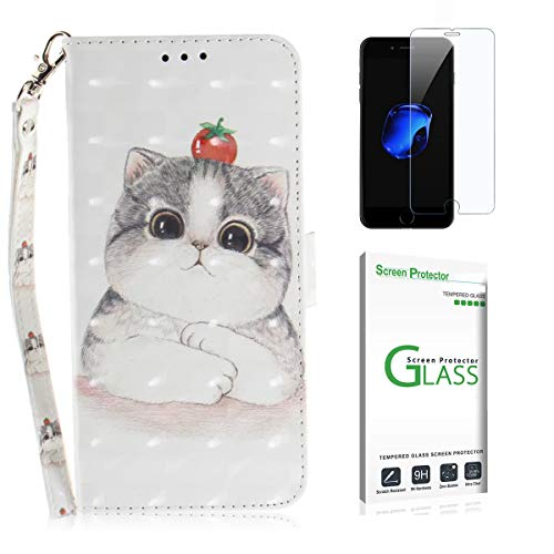 Penlicraft Nokia 7 PLUS Case Screen Protector,Nokia 7 PLUS Wallet Case, Magnetic Flip PU Leather [Soft Inner] Cute Lovely Animal Smooth Glitter [3D Surface] Case For Nokia 7 PLUS (Baby Cat)
