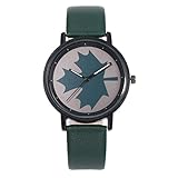 Armbanduhr für Damen/Dorical Frauen Analog Quarz Uhr mit Kunstleder Armband Uhr/Fashion Kreatives Ahornblatt Uhr Elegant Armbanduhr(Marine)