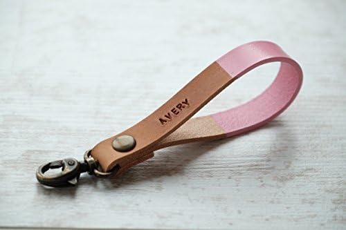 Custom Leather Keychain, Personalized Leather Key fob - Pink Accessories - Key Chain for Car - Gift for Girl