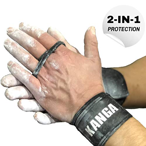 KANGA Maniques prestiges 2 en 1 pour Crossfit - Combine Le soutient du Poignet avec la Protection de la Paume - Haute efficacité prouvée pour la Gymnastique et Le Crossfit