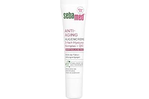 SEBAMED Anti-aging ögonkräm Q10, ögonvård med hyaluronsyra och fytopeptider, mot rynkor och mörka ringar, för män och kvinnor, jämnar ut rynkor på 81%* bekräftad