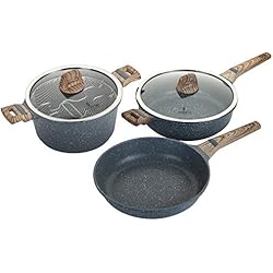 ROSSETTO Set de Friteuse 24cm+ poêle 28cm + Sauteuse 28cm, Revêtement Anti-adhérent, Font Aluminium, Tous Feux Dont Induction