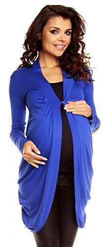 Zeta Ville - Women's Maternity Longline Lightweight Patched Cardigan M-XL - 286c (Royal Blue, UK 14/16)