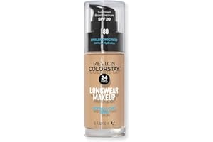 REVLON – ColorStay Makeup, Base de Maquillaje SPF 20 con Ácido Hialurónico, Sin Aceites, 24 h de Duración, Acabado Natural, Resistente al Agua, para Piel Normal y Seca, Tono 180, Sand Beige – 30 ml