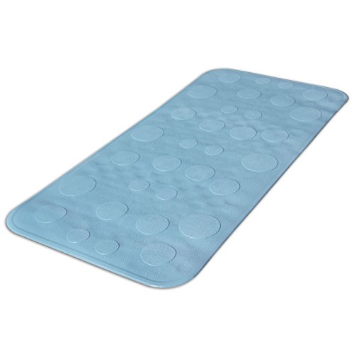 casa pura® Badewanneneinlage Victoria | rutschfest | aus Naturkautschuk, PVC-frei | 35 x 75 cm | drei Farben (hellblau) - 2