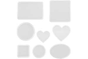 Gobesty Epoxidharz Formen, 8 Stück Silikonform Gießform Resin Harz-Silikonform Epoxidharz Form Silikon Schmuck Gussformen Für Handwerk DIY Tischdekoration Dekoration, Runde Quadrat