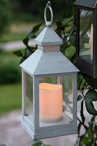 2er Set (= 2 Stück) Romantisch dekorative LED Laternen 24 cm x 10 cm – in WEISS – mit LED – Kerze flackernd – inklusive Timer – für Innen und Außen – Bereich – OUTDOOR – NEU – aus dem KAMACA-SHOP - 2