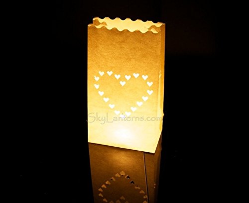 30 Stk. Lichttüten, Candle Bags, Luminaria Party & Feier Geburtstag - Herz Design