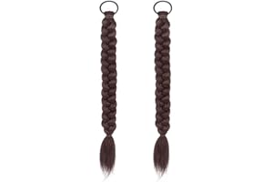 VASANA 2pcs trenza de cola de caballo alargada con cola de caballo larga película de pelo sintético las niñas usan accesorios de peluca diarios (marrón oscuro)