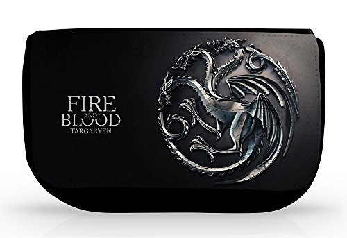 Kanto Factory Trousse Game of Throne de la Maison Targaryen et sa Devise Fire and Blood pour l'école ou comme Trousse de Toilette et Maquillage