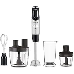 Moulinex Quickchef Mixeur à Main 1000 W 20 Vitesses 4 en 1 Acier