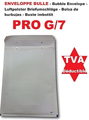 UNIVERS GRAPHIQUE 100 Enveloppes a Bulles blanche PRO G/7 240 x 340 mm (dimension pochette intérieure) type G7 enveloppe matelassé blanc 260 x 350 + 50 mm idéal comme pochette protection pour envoi d’objet format A4 (livre, photos, magazine, catalogu…