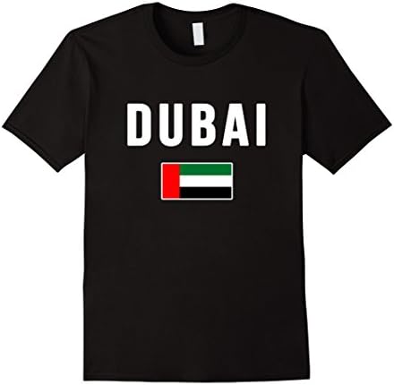 Men's Dubai UAE T-shirt Emirates Cities Souvenir Flag Tee Large Black
