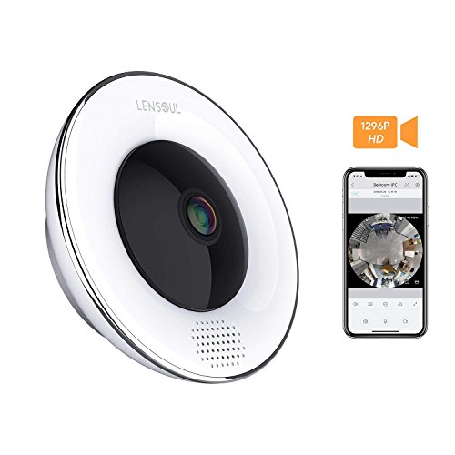 Cámara de vigilancia para el hogar Lensoul 1536P HD IP WiFi Cámara de SeguridadCámara de Vigilancia Panorámica de 360 Grados Deteccion de Movimiento con Visión Nocturna de Infrarrojos 2 Way Audio