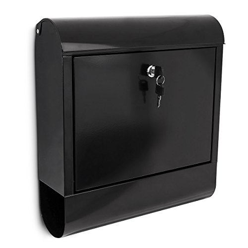 Relaxdays Briefkasten mit Zeitungsfach, Postkasten aus Eisen, Abschließbar, HBT: ca. 41,5 x 38 x 12 cm, schwarz