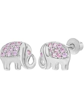 In Season Jewelry Kinder Mädchen - Schraubverschluss Ohrringe Viel Glück Elefant Rhodiniert Rosa CZ Zirkonia
