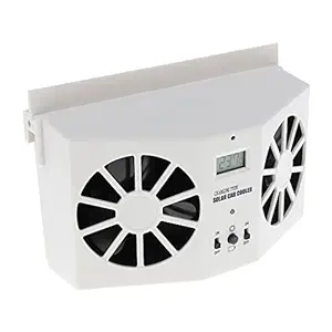 MAXBELL Car Solar Dual Fan Front/Rear Window Air Vent Cooler Windshield Black