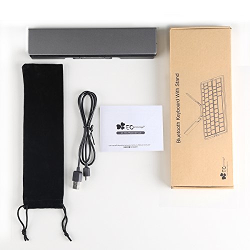 Faltbare Bluetooth Tastatur EC Technology Portable Kabellose Wireless Mini Keyboard mit Stand Ultra kompakt Wiederaufladbar für Android Windows iOS, Farbe – Schwarz - 9