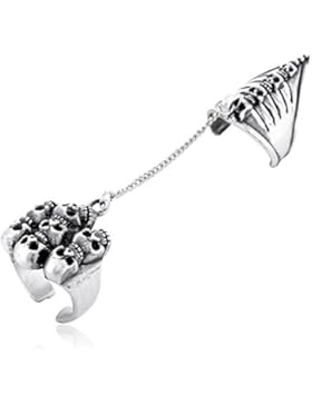 Llords Schmuck Punk Gothic Totenköpfe zweiteiliger Gliederring mit Kralle, feinster Zinn Metall Modeschmuck