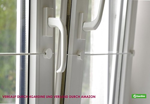 Gardinendraht Befestigung SET 4Gardinebasic ohne Bohren für 2 Fensterrahmen / eine GUTE Alternative für alle Klemmstange Gardinenstange Vitragestange Spannvitrage oder Spannfix für Scheibengardinen, Küchengardinen, Bistrogardine, Kurzgardine / Weiß - 3