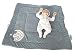BlueberryShop Embroidered Velour Swaddle Wrap/Blanket Sleeping Bag for Newborn Baby, Grey