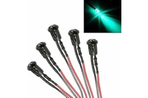 Switch Electronics Pack of 5 x 3mm Prewired Coloured LED Constant or Flashing with Black Holder Bezel Lamp Light 12V Hobby DIY Dash (Green Flashing)
