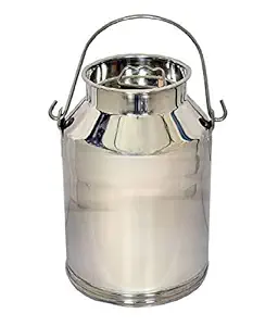 V Metal Arts 10 Liter Stainless Steel Milk can - A Grade Steel - Cap Locked - Use for - Oil Burni/Ghee Wadi/Milk Kettle