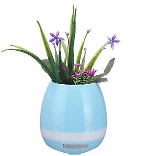 Digital Payback Fitscore Music Flower Pot Bluetooth Wireless Speaker Night Light USB Charging Cable Smart Round Cute Plant Pots for Office, Bedroom, Desk, Indoor