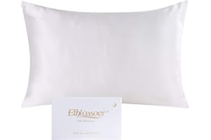 Ethlomoer Poszewka na poduszkę ze 100% naturalnego, czystego jedwabiu, dla włosów i skóry, obustronna, 19 momme, liczba nici, wzór z ukrytym zamkiem błyskawicznym, 1 sztuka, 50 x 75 cm, kość słoniowa