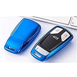  Topsmart Schlüsselhülle für Autoschlüssel mit Chrom-Finish aus TPU für Audi A4 A5 Q5 Q7 TT TTS S5 S8 2016 + blau
