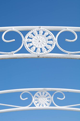 CLP Eisen Rosenbogen MELISSA mit Tor / Tür, Doppeltor Höhe 150 cm, Maße gesamt: Breite 120 cm, Höhe 220 cm, Tiefe 40 cm antik-weiß - 4