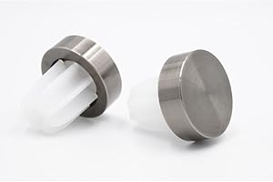 MAJEN SWISH 28mm Diameter Curtain Pole Finials Ends - Stud Design - Satin Steel - Pack of 2